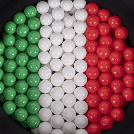 KiddyMoon Plastikowe piłeczki 7cm Zabawka zestaw kulek, zielony-biały-czerwony