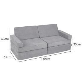KiddyMoon Kanapa KKM-1400 Mebel piankowy, ciemnoszary