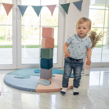 KiddyMoon Miękkie klocki VELVET 14cm Zabawka klocki z pianki, różowy
