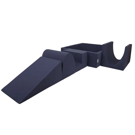 KiddyMoon Piankowy plac zabaw PPZP-KW30D-125 z piłeczkami Zabawka plac zabaw, granatowy: jasny zielony-żółty-turkus-pomarańcz-ciemny róż-fiolet