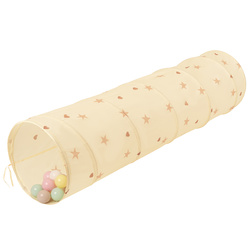 Tunel do zabawy TT-100X z piłeczkami 7cm Zabawka tunel, jasny beż: pastelowy beż-pastelowy żółty-biały-mięta-pudrowy róż