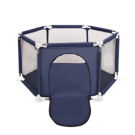 Sześciokąt składany KS-100X z piłeczkami 6cm Zabawka kojec, niebieski: babyblue-niebieski-perła