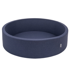 KiddyMoon Suchy basen okrągły z piłeczkami 7cm 120x30 Zabawka basen piankowy, granatowy: jasny zielony-pomarańcz-turkus-niebieski-babyblue-żółty