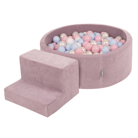 KiddyMoon Piankowy plac zabaw STRIPES PPZP-OK30VS-122 z piłeczkami Zabawka plac zabaw, fioletowy: pastelowy niebieski-perła-pudrowy róż-biały
