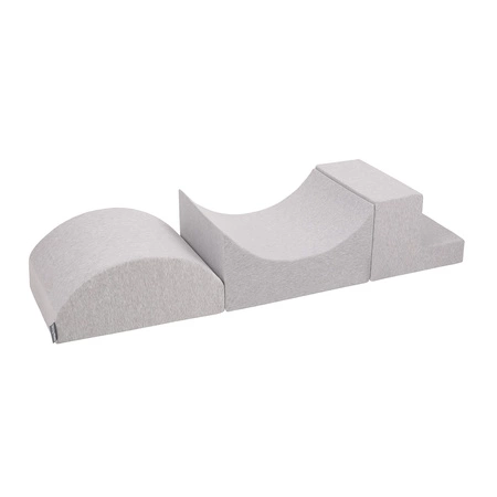 KiddyMoon Piankowy plac zabaw PPZP-KW30D-134 z piłeczkami Zabawka plac zabaw, jasnoszary: biały-szary-pudrowy róż