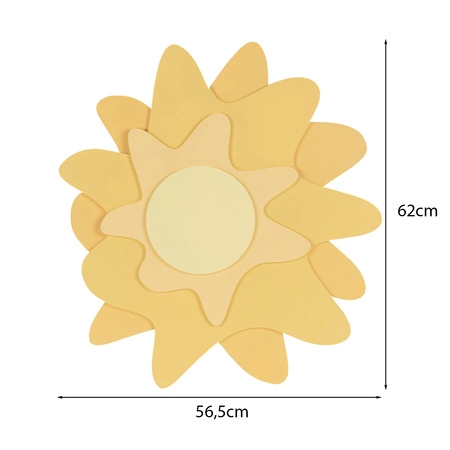 KiddyMoon Relief 3D BR-001 Sun Akcesoria dekoracje, słońce: żółty