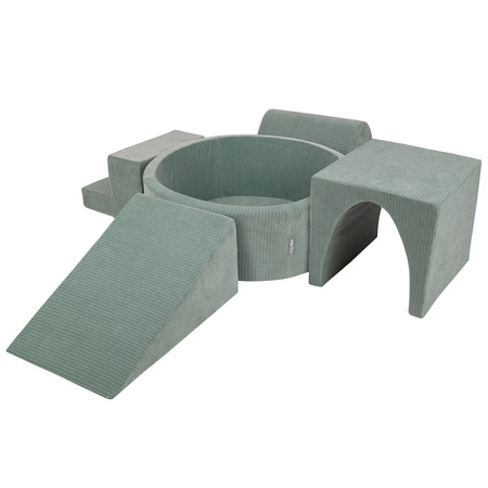 KiddyMoon Piankowy plac zabaw STRIPES PPZP-OK30VS-125 z piłeczkami Zabawka plac zabaw, zielony: pastelowy niebieski-pastelowy żółty-biały-mięta-pudrowy róż