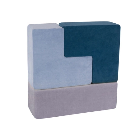 KiddyMoon Piankowe kształty do zabawy VELVET Zabawka klocki z pianki, turkus laguny-zieleń lasu-błękit lodu-szarość gór