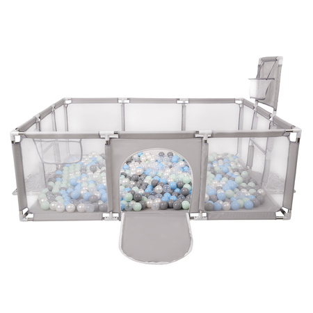 Boisko BO-100X z piłeczkami 6cm Zabawka kojec, szary: perła-szary-transparent-babyblue-mięta