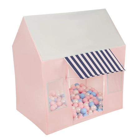 Domek do zabawy PH-300X z piłeczkami 6cm Zabawka namiot dla dzieci, różowo-miętowy: babyblue-pudrowy róż-perła