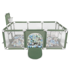 Boisko BO-100X z piłeczkami 6cm Zabawka kojec, zielony: perła-szary-transparent-babyblue-mięta