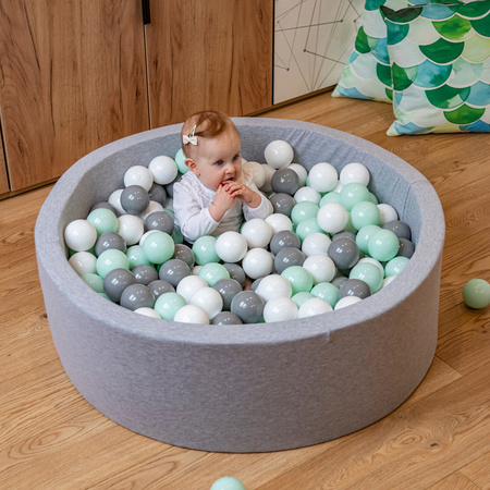 KiddyMoon Plastikowe piłeczki 7cm Zabawka zestaw kulek, pudrowy róż-zielonoszary