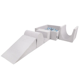 KiddyMoon Piankowy plac zabaw PPZP-KW30D-125 z piłeczkami Zabawka plac zabaw, jasnoszary: perła-szary-transparent-babyblue-mięta