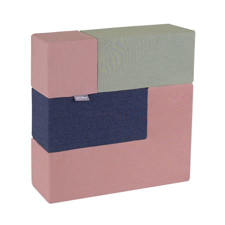 KiddyMoon Piankowe kształty do zabawy Zabawka klocki z pianki, wrzosowy-granatowy-beżowy-szałwiowy