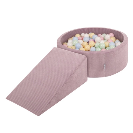 KiddyMoon Piankowy plac zabaw STRIPES PPZP-OK30VS-112 z piłeczkami Zabawka plac zabaw, fioletowy: pastelowy niebieski-pastelowy żółty-biały-mięta-pudrowy róż