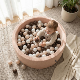 KiddyMoon TEDDY suchy basen okrągły z piłeczkami beżowy