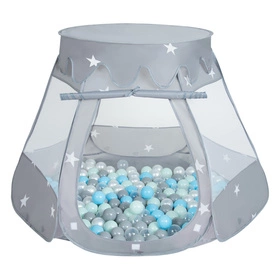 Namiot zamek NZ-100X z piłeczkami 6cm Zabawka namiot dla dzieci, szary: perła-szary-transparent-babyblue-mięta