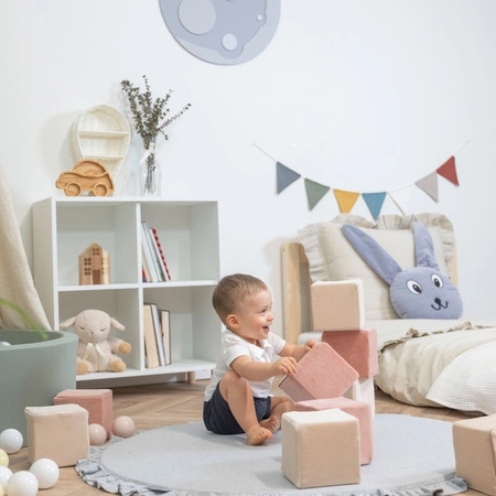 KiddyMoon Miękkie klocki VELVET 14cm Zabawka klocki z pianki, sześciany: beż piasku-róż pustyni