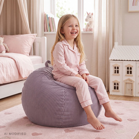 KiddyMoon KM-BAG-ES puf fotel worek na zabawki z zamkiem, fioletowy