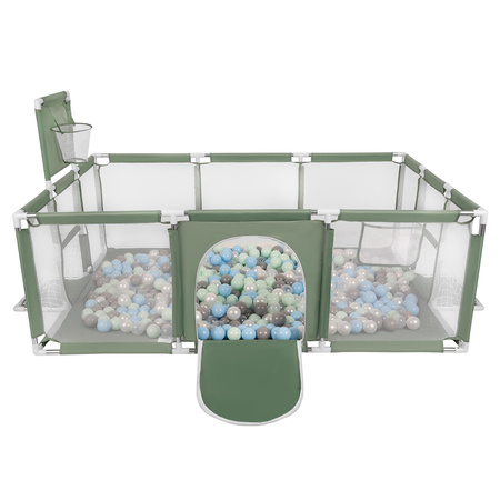 Boisko BO-100X z piłeczkami 6cm Zabawka kojec, zielony: perła-szary-transparent-babyblue-mięta