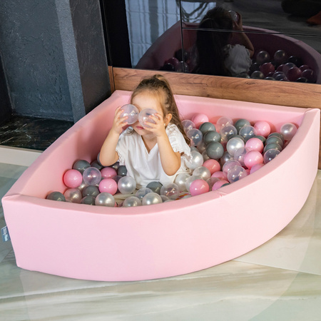 KiddyMoon Plastikowe piłeczki 7cm Zabawka zestaw kulek, perła-szary-transparent-pudrowy róż
