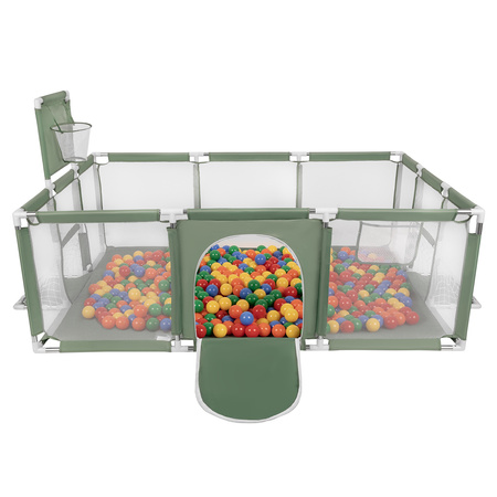 Boisko BO-100X z piłeczkami 6cm Zabawka kojec, zielony: żółty-zielony-niebieski-czerwony-pomarańcz