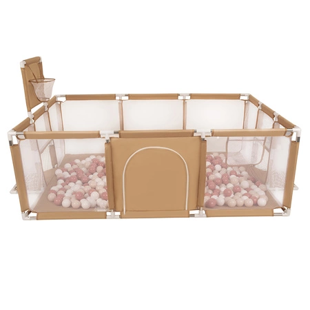 Boisko BO-100X z piłeczkami 6cm Zabawka kojec, beżowy: pastelowy beż-łososiowy-biały