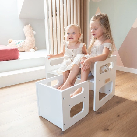 KiddyMoon Stolik + krzesło TC-001 Mebel zestaw mebelków, MDF white