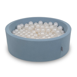 KiddyMoon Suchy basen okrągły z piłeczkami 7cm Zabawka basen piankowy, niebieski: perła