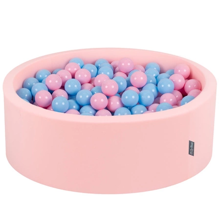 KiddyMoon Suchy basen okrągły z piłeczkami 7cm Zabawka basen piankowy, różowy: pudrowy róż-babyblue