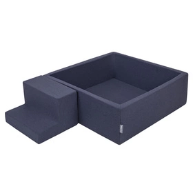 KiddyMoon Piankowy plac zabaw PPZP-KW30D-122 z piłeczkami Zabawka plac zabaw, granatowy: babyblue-niebieski-perła