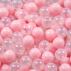 KiddyMoon Plastikowe piłeczki 7cm Zabawka zestaw kulek, pudrowy róż-transparent