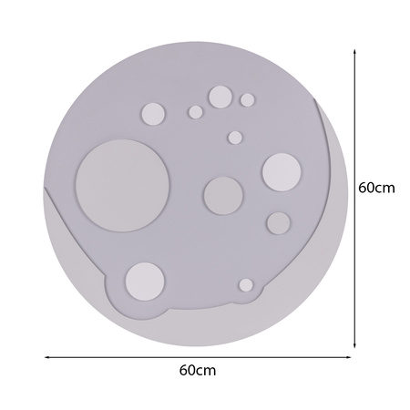 KiddyMoon Relief 3D BR-004 FullMoon Akcesoria dekoracje, księżyc: szary