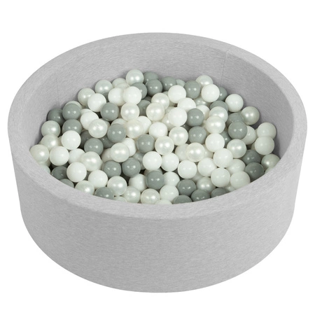 Suchy basen okrągły z piłeczkami 6cm Zabawka basen piankowy, jasnoszary: biały-szary-perła