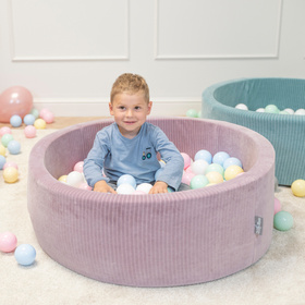 KiddyMoon Piankowy plac zabaw STRIPES PPZP-OK30VS-125 z piłeczkami Zabawka plac zabaw, fioletowy: pastelowy niebieski-pastelowy żółty-biały-mięta-pudrowy róż