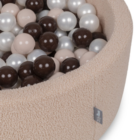 KiddyMoon TEDDY suchy basen okrągły z piłeczkami beżowy