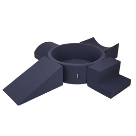 KiddyMoon Piankowy plac zabaw PPZP-OK30D-115 z piłeczkami Zabawka plac zabaw, granatowy: jasny zielony-żółty-turkus-pomarańcz-ciemny róż-fiolet