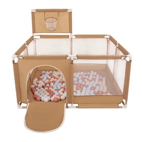  Boisko KK-100X z piłeczkami 6cm Zabawka kojec, beżowy: pastelowy beż-pastelowy niebieski-łososiowy