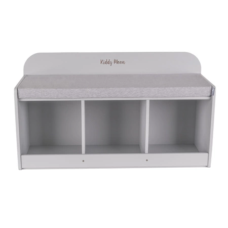 KiddyMoon Ławka z materacem BN-001 Mebel z półkami, szary/jasnoszary