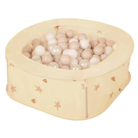 Kojec rozkładany NK-200X z piłeczkami 7cm Zabawka kojec, jasny beż: pastelowy beż-biały-perła