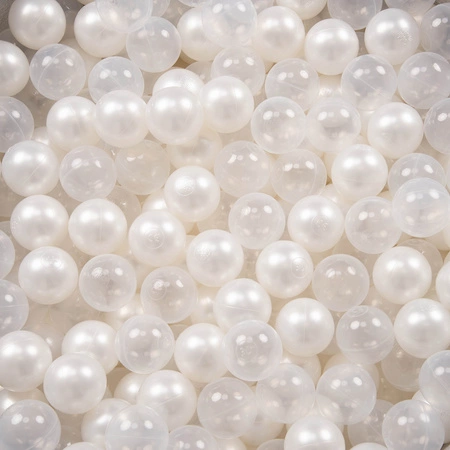KiddyMoon Plastikowe piłeczki 6cm Zabawka zestaw kulek, perła-transparent
