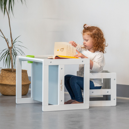 KiddyMoon Stolik + krzesło TC-002 Mebel zestaw mebelków, white