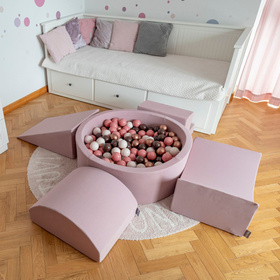 KiddyMoon Piankowy plac zabaw PPZP-OK30D-115 z piłeczkami Zabawka plac zabaw, wrzosowy: pastelowy beż-pudrowy róż-perła