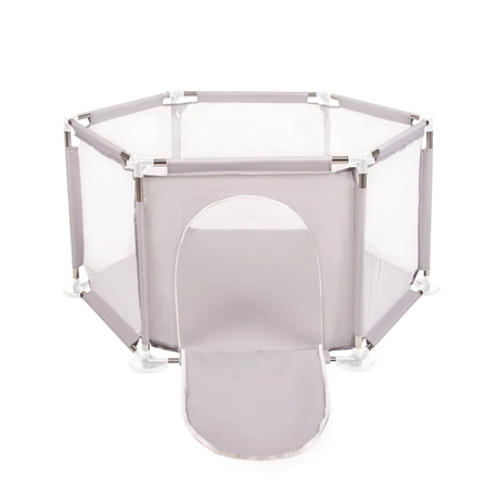 Sześciokąt składany KS-100X z piłeczkami 6cm Zabawka kojec, szary: perła-szary-transparent-babyblue-mięta