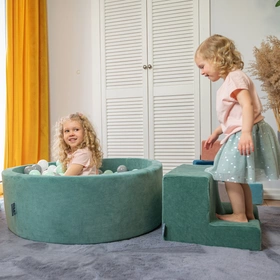 KiddyMoon Piankowy plac zabaw VELVET PPZP-OK30V-122 z piłeczkami Zabawka plac zabaw, róż pustyni: pastelowy beż-miedziany-perła