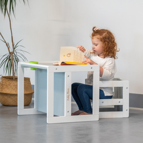KiddyMoon Stolik + krzesło TC-002 Mebel zestaw mebelków, white