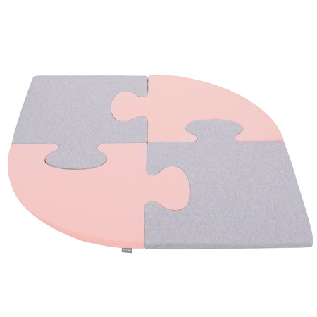 KiddyMoon Piankowe Puzzle do zabawy Owal Zabawka mata, różowy-jasnoszary
