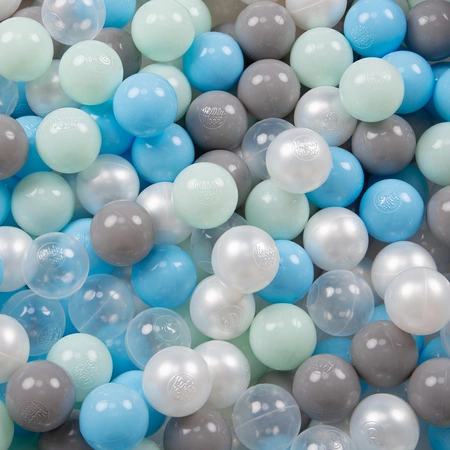 Namiot zamek NZ-100X z piłeczkami 6cm Zabawka namiot dla dzieci, niebieski: perła-szary-transparent-babyblue-mięta
