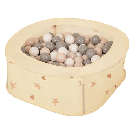 Kojec rozkładany NK-200X z piłeczkami 7cm Zabawka kojec, jasny beż: pastelowy beż-szary-biały