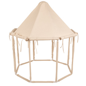 KiddyMoon Namiot dla dzieci NK-002 z piłeczkami 7cm Zabawka namiot dla dzieci, natural: pastelowy beż-biały-złoty